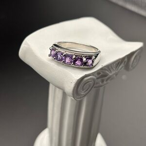 1.50 Genuine Amethyst 925 Sterling Silver Ring Size 8